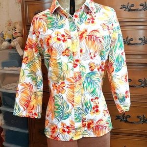 Breckinridge 3/4 sleeve tropical print shirt